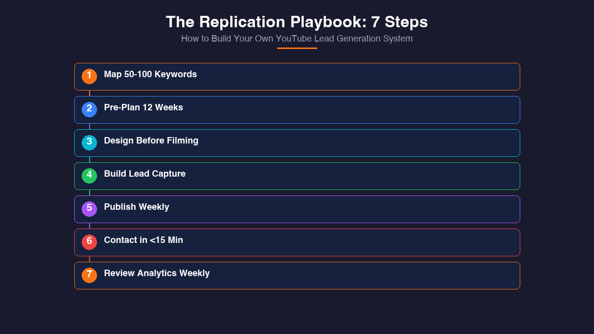 Seven step replication playbook for building a YouTube lead generation system
