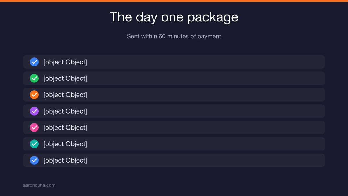 Day one welcome sequence with personal video receipt and single next action