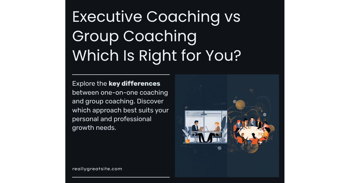 Side by side comparison of executive one-on-one versus group coaching formats