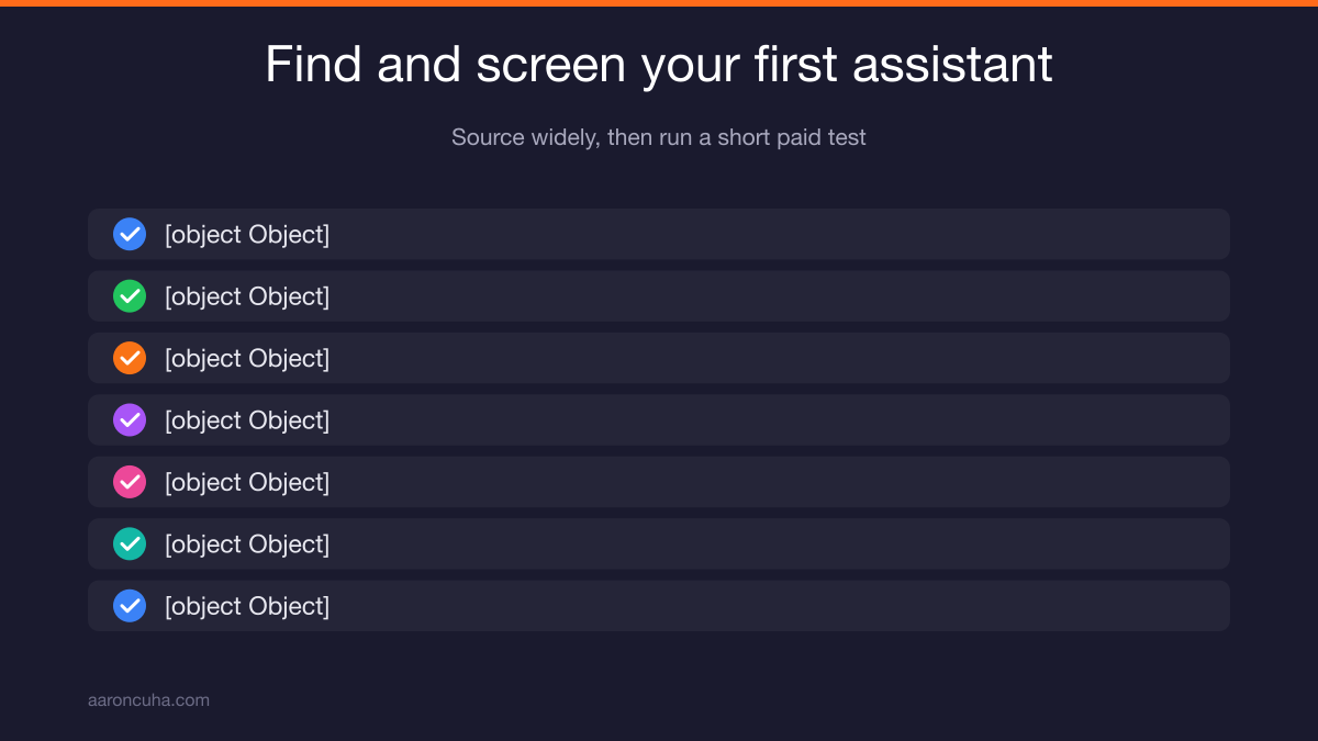 Writing a single owned outcome statement for a first virtual assistant hire