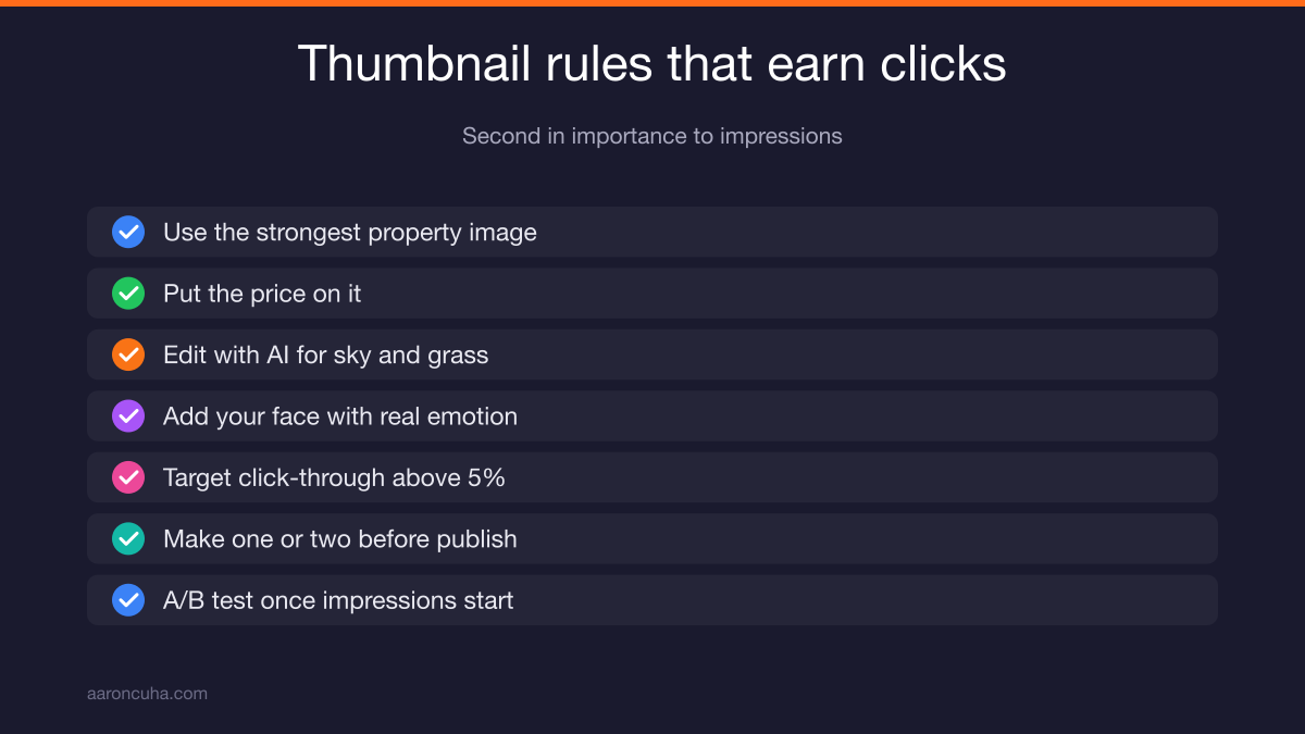Two real estate thumbnail versions being A/B tested for click-through rate