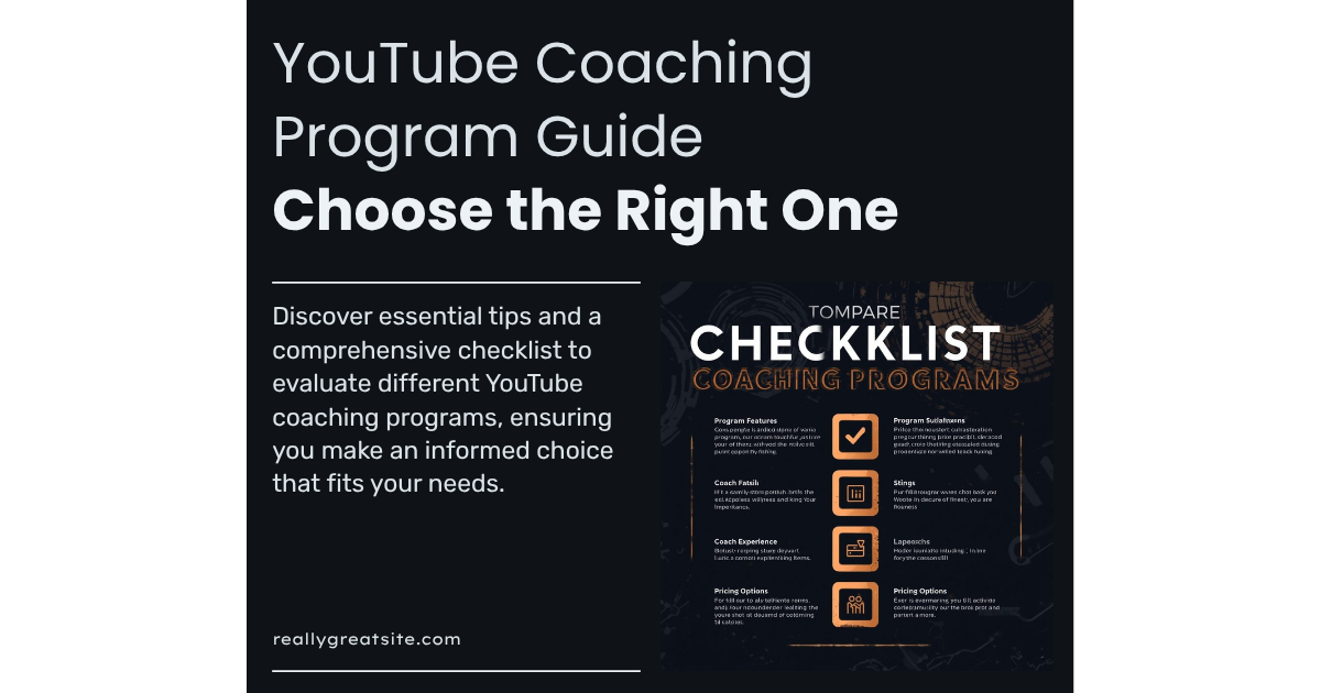 Checklist comparison guide for choosing the right YouTube coaching program